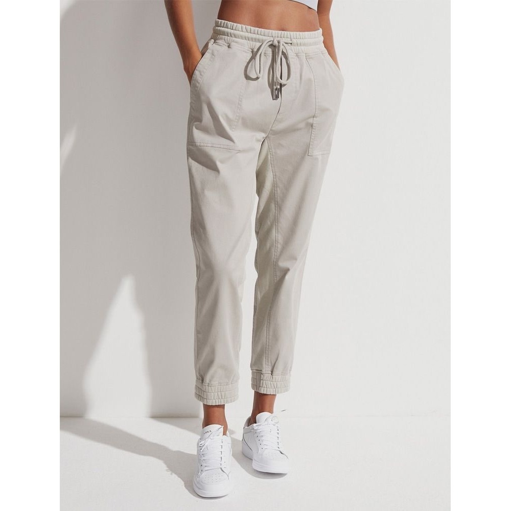 NWT Varley Miles Pant Pale Grey Washed Twill Peached Sweat Jogger L